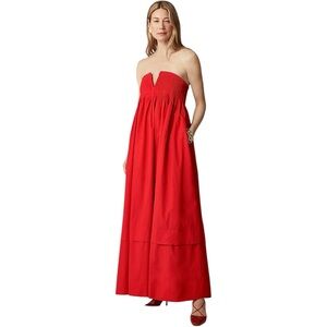 J. Crew Red Strapless Maxi Dress